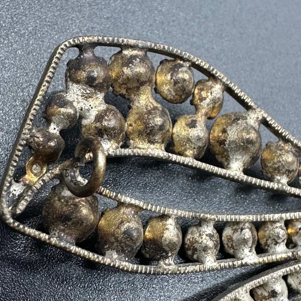 Antique Victorian Rhinestone Bow Pendant Hair Accessory Statement Vintage - Picture 7 of 11